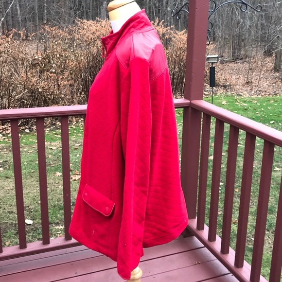 Talbots 2X red zippered fleece jacket . - Picture 3 of 8